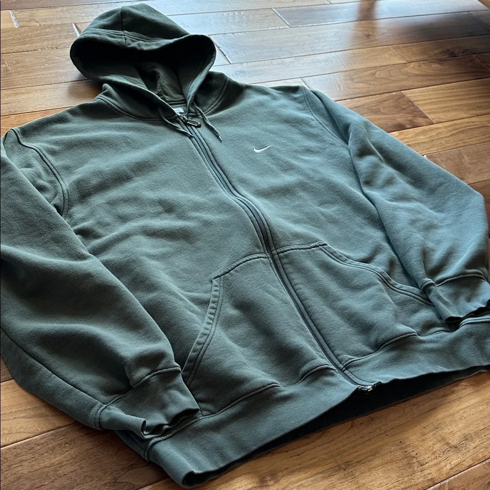 Vtg Nike swoosh full zip hoodie army green